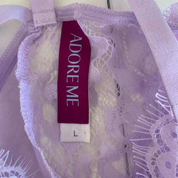 Adore Me Light Purple Lace Deep V Teddy One Piece Lingerie Size Large - Picture 11 of 13